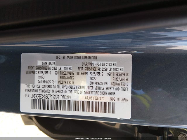 Aukcja sprzedaży 2025 Mazda Cx-5 2.5 S Carbon Edition, vin: JM3KFBCMXS0717274, numer aukcji: 45132352