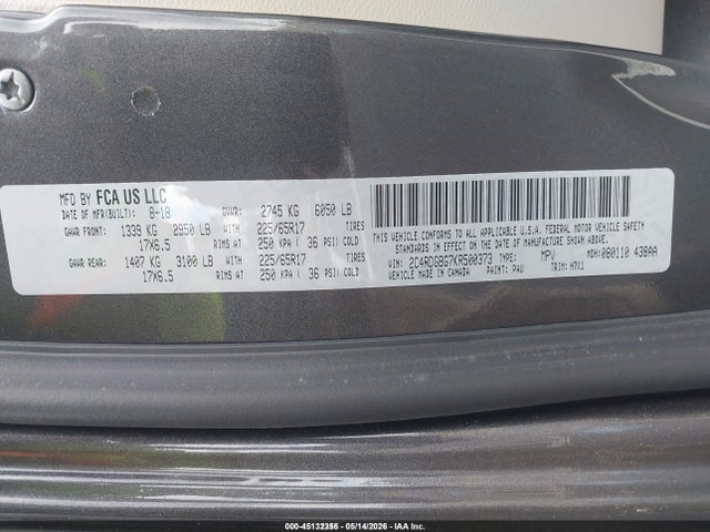 Продажа на аукционе авто 2019 Dodge Grand Caravan Se, vin: 2C4RDGBG7KR500373, номер лота: 45132355