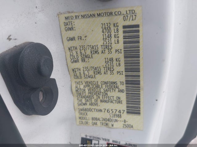 Nissan FRONTIER S 2017 1N6BD0CTXHN765747 Image 9