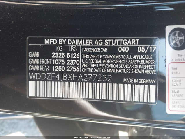 Aukcja sprzedaży 2017 Mercedes-benz E 300, vin: WDDZF4JBXHA277232, numer aukcji: 45132415