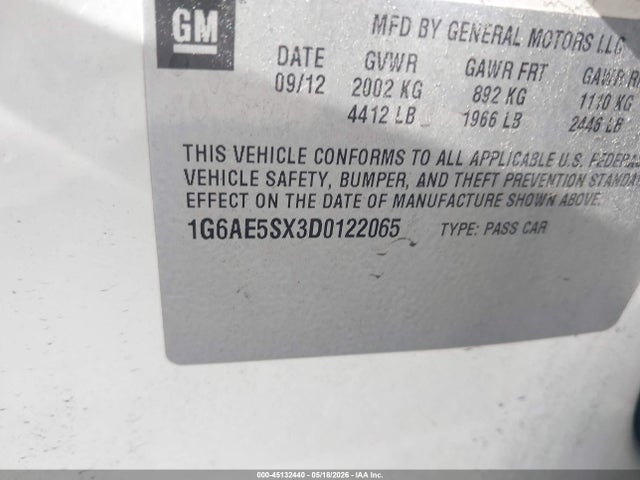 2013 Cadillac Ats Premium მანქანა იყიდება აუქციონზე, vin: 1G6AE5SX3D0122065, აუქციონის ნომერი: 45132440