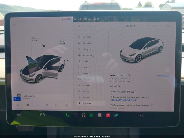 Aukcja sprzedaży 2021 Tesla Model 3 Long Range, vin: 5YJ3E1EB0MF015393, numer aukcji: 45132480