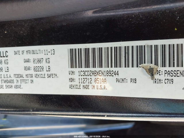 Dodge AVENGER SE 2014 1C3CDZABXEN189244 Image 9