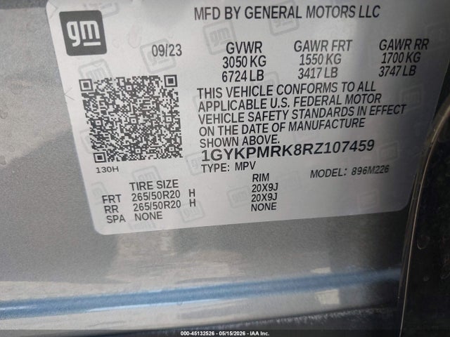 Продажа на аукционе авто 2024 Cadillac Lyriq Tech W/1sa, vin: 1GYKPMRK8RZ107459, номер лота: 45132526
