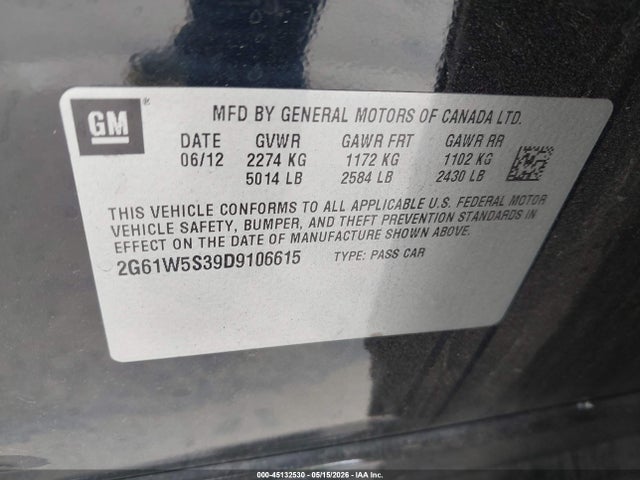 2013 Cadillac Xts W20 Livery Package მანქანა იყიდება აუქციონზე, vin: 2G61W5S39D9106615, აუქციონის ნომერი: 45132530
