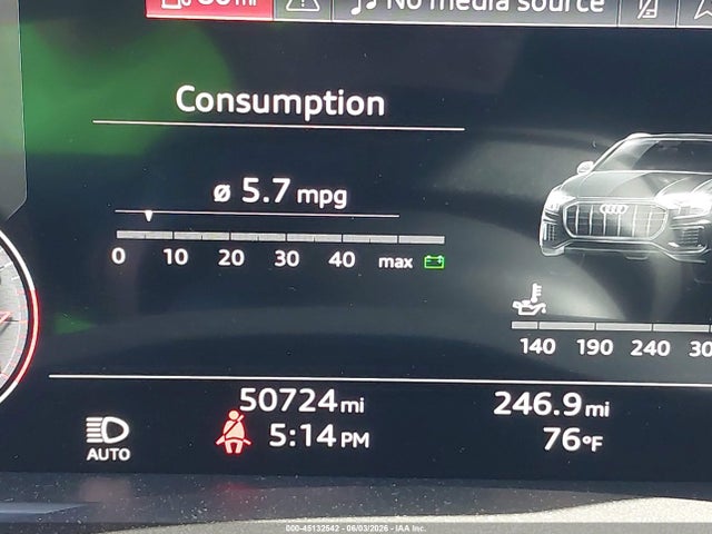 2023 Audi Q8 Premium 55 Tfsi Quattro Tiptronic მანქანა იყიდება აუქციონზე, vin: WA1AVBF12PD027439, აუქციონის ნომერი: 45132542