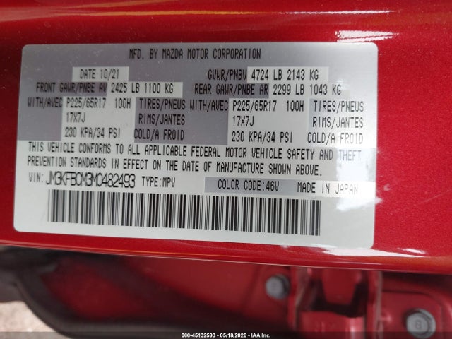 Mazda Cx-5 Touring 2021 JM3KFBCM3M0482493 Image 9