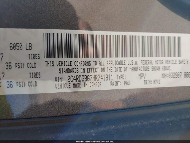Dodge Grand Caravan Se 2017 2C4RDGBG7HR741911 Image 9