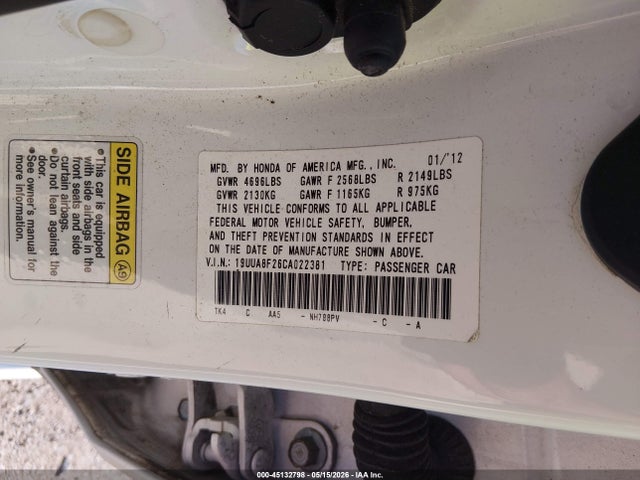Продаж на аукціоні авто 2012 Acura Tl 3.5, vin: 19UUA8F26CA022381, номер лоту: 45132798