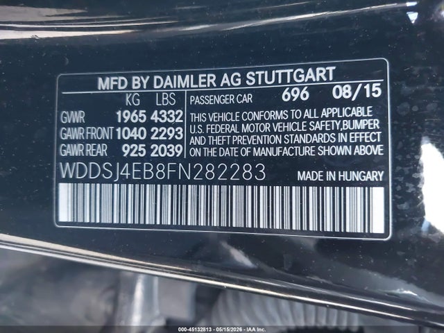 Продажа на аукционе авто 2015 Mercedes-benz Cla 250, vin: WDDSJ4EB8FN282283, номер лота: 45132813
