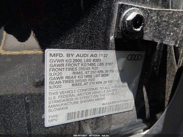 2023 Audi Q7 Premium 45 Tfsi Quattro Tiptronic მანქანა იყიდება აუქციონზე, vin: WA1ACBF70PD006146, აუქციონის ნომერი: 45132831