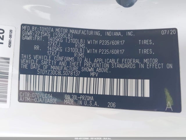 Toyota SIENNA XLE 2020 5TDYZ3DC8LS078137 Image 9
