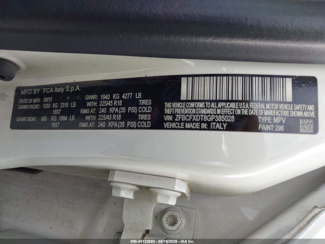 Продаж на аукціоні авто 2016 Fiat 500x Lounge, vin: ZFBCFXDT8GP385028, номер лоту: 45132880