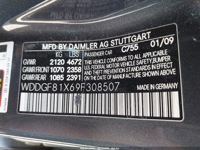 Продаж на аукціоні авто 2009 Mercedes-benz C 300 Luxury 4matic/sport 4matic, vin: WDDGF81X69F308507, номер лоту: 45132934