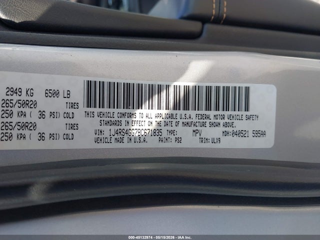 Продажа на аукционе авто 2011 Jeep Grand Cherokee Laredo, vin: 1J4RS4GG7BC671835, номер лота: 45132974