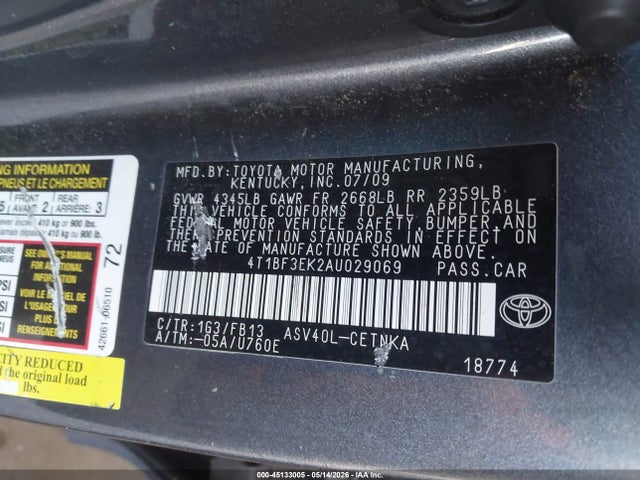 Aukcja sprzedaży 2010 Toyota Camry Le, vin: 4T1BF3EK2AU029069, numer aukcji: 45133005