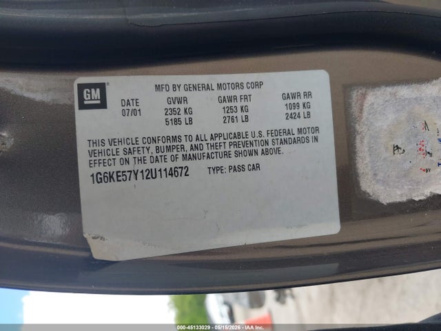 Продаж на аукціоні авто 2002 Cadillac Deville Dhs, vin: 1G6KE57Y12U114672, номер лоту: 45133029