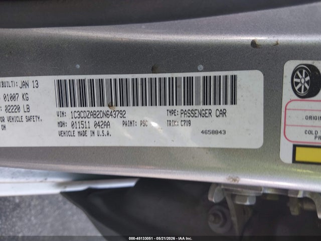 Aukcja sprzedaży 2013 Dodge Avenger Se, vin: 1C3CDZAB2DN643792, numer aukcji: 45133051