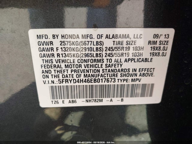 45133054 :رقم المزاد ، 5FRYD4H46EB017673 vin ، 2014 Acura Mdx Technology Package مزاد بيع