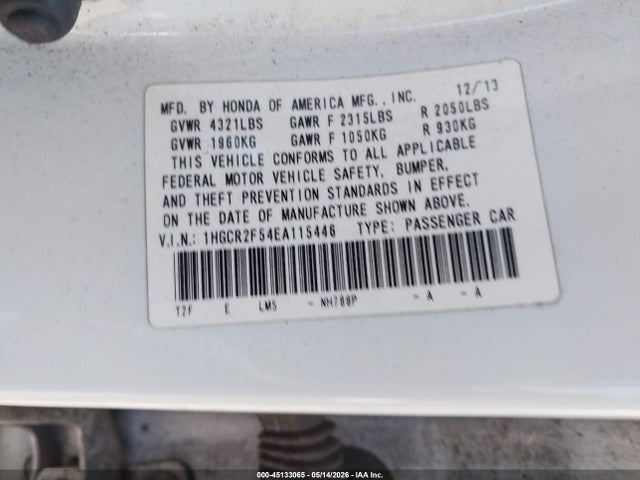 1HGCR2F54EA115446 Honda Accord Sport
