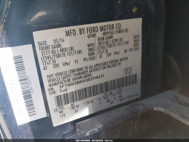 Ford F-350 Xl 2016 1FT8W3B6XGED16331 Image 9