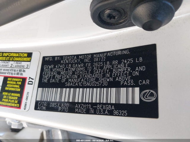Lexus ES 300H 2022 58ACA1C15NU025730 Image 9