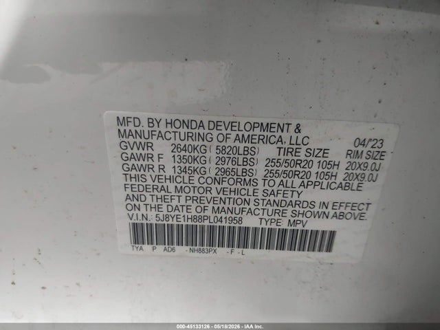 Aukcja sprzedaży 2023 Acura Mdx Advance Package, vin: 5J8YE1H88PL041958, numer aukcji: 45133126