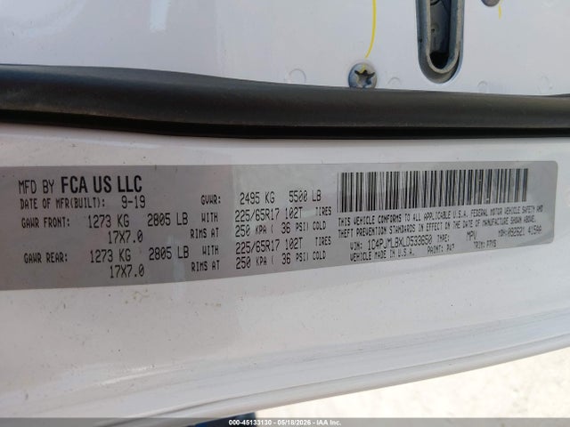 Aukcja sprzedaży 2020 Jeep Cherokee Latitude Plus 4x4, vin: 1C4PJMLBXLD533650, numer aukcji: 45133130