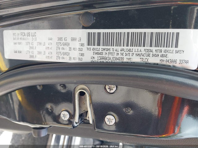 Aukcja sprzedaży 2018 Ram 1500, vin: 1C6RR6KGXJS304699, numer aukcji: 45133273
