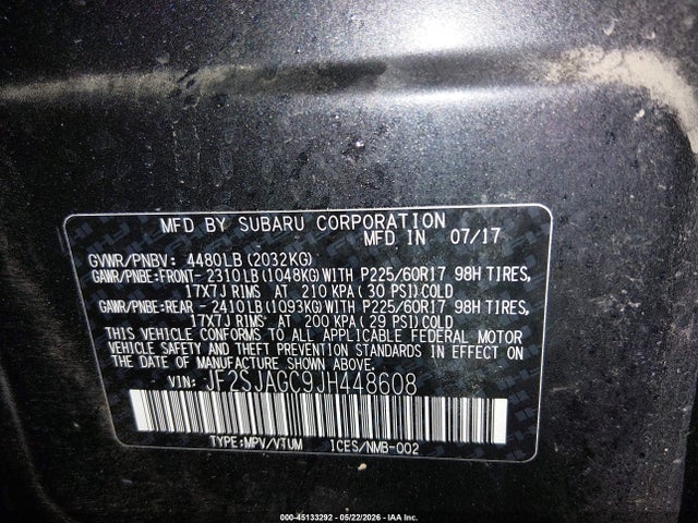 JF2SJAGC9JH448608 Subaru Forester 2.5i Premium