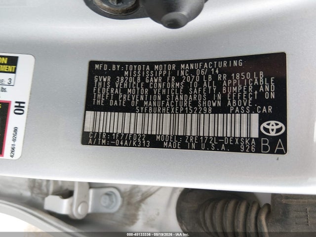 Toyota Corolla S Plus 2014 5YFBURHEXEP152298 Image 9