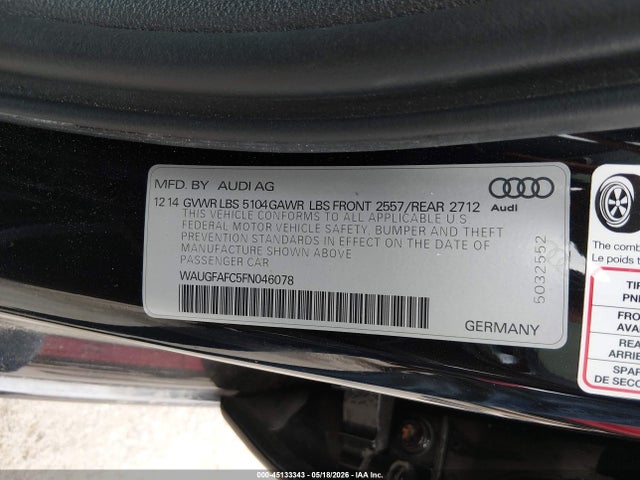 Audi A6 2.0t Premium 2015 WAUGFAFC5FN046078 Image 9
