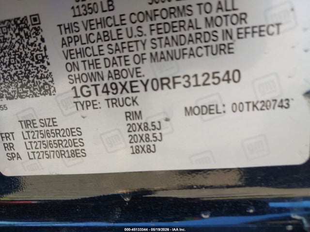 Продаж на аукціоні авто 2024 Gmc Sierra 2500hd 4wd  Standard Bed Denali Ultimate, vin: 1GT49XEY0RF312540, номер лоту: 45133344