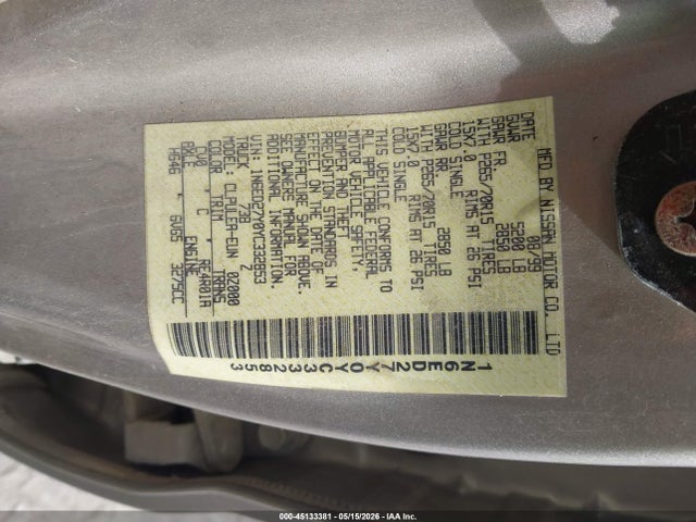 45133381 :رقم المزاد ، 1N6ED27Y0YC332853 vin ، 2000 Nissan Frontier Se-v6/xe-v6 مزاد بيع