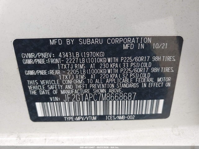 Subaru Crosstrek Premium 2021 JF2GTAPC7M8668687 Image 9