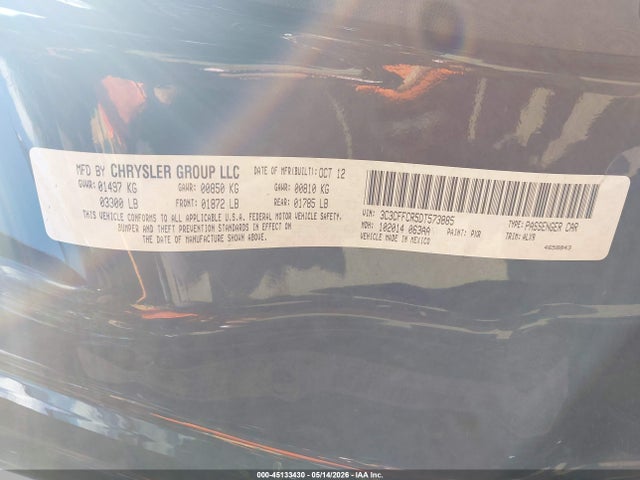 Продаж на аукціоні авто 2013 Fiat 500 Lounge, vin: 3C3CFFCR5DT573885, номер лоту: 45133430
