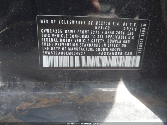 Продажа на аукционе авто 2019 Volkswagen Golf Gti 2.0t Autobahn/2.0t Rabbit Edition/2.0t S/2.0t Se, vin: 3VW5T7AU8KM034837, номер лота: 45133438