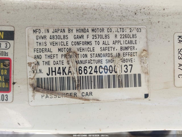 Aukcja sprzedaży 2004 Acura Rl 3.5, vin: JH4KA96624C000137, numer aukcji: 45133466