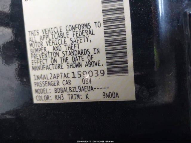 Aukcja sprzedaży 2010 Nissan Altima 2.5 S, vin: 1N4AL2AP7AC159039, numer aukcji: 45133470