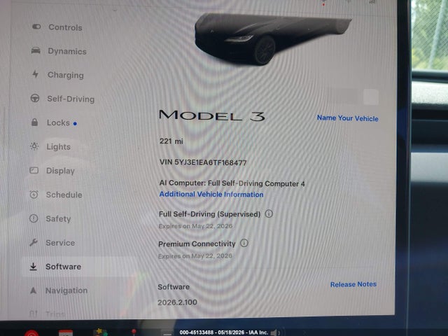 Продажа на аукционе авто 2026 Tesla Model 3 Premium Rear-wheel Drive/rear-wheel Drive, vin: 5YJ3E1EA6TF168477, номер лота: 45133488