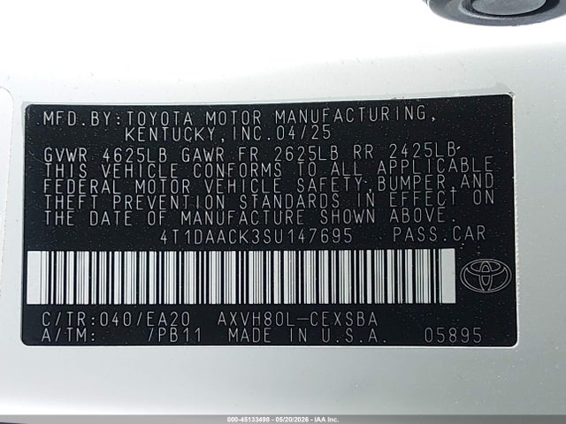 Toyota CAMRY SE 2025 4T1DAACK3SU147695 Image 9
