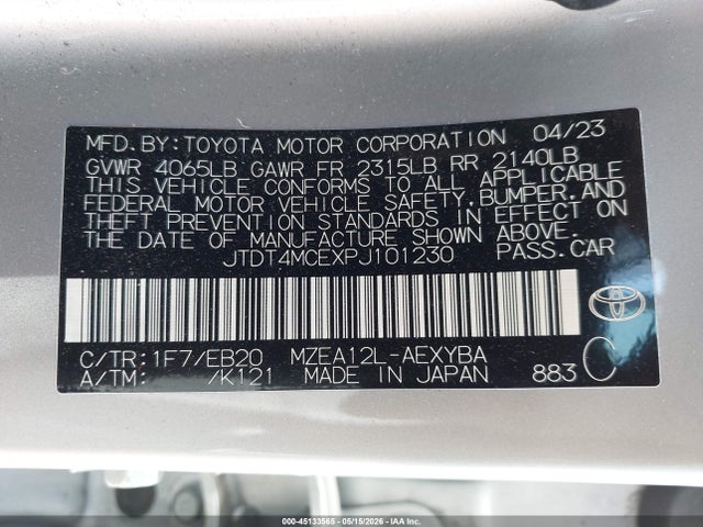 Toyota Corolla Xse 2023 JTDT4MCEXPJ101230 Image 9