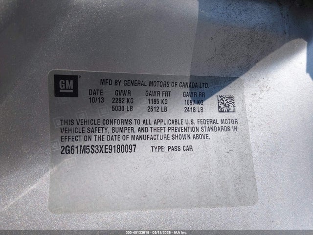 Продажа на аукционе авто 2014 Cadillac Xts Luxury, vin: 2G61M5S3XE9180097, номер лота: 45133615