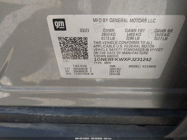 45133623 :رقم المزاد ، 1GNERFKWXPJ231242 vin ، 2023 Chevrolet Traverse Fwd Ls مزاد بيع