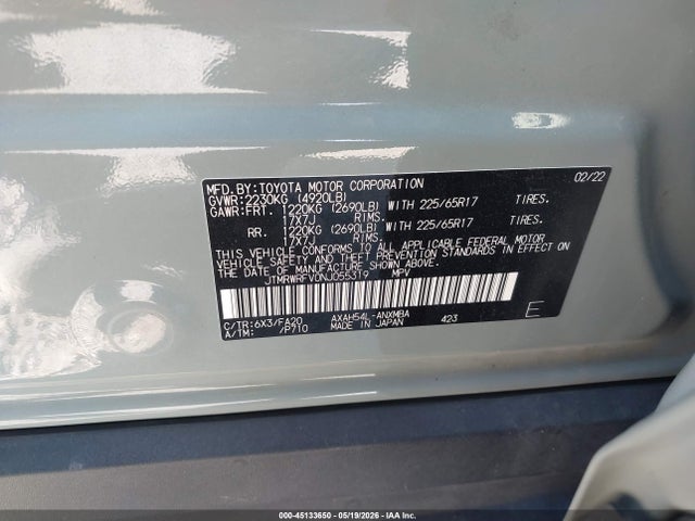 Продаж на аукціоні авто 2022 Toyota Rav4 Hybrid Xle, vin: JTMRWRFV0NJ055319, номер лоту: 45133650