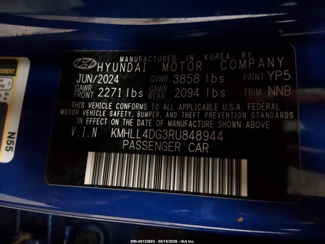 Продажа на аукционе авто 2024 Hyundai Elantra Se, vin: KMHLL4DG3RU848944, номер лота: 45133683