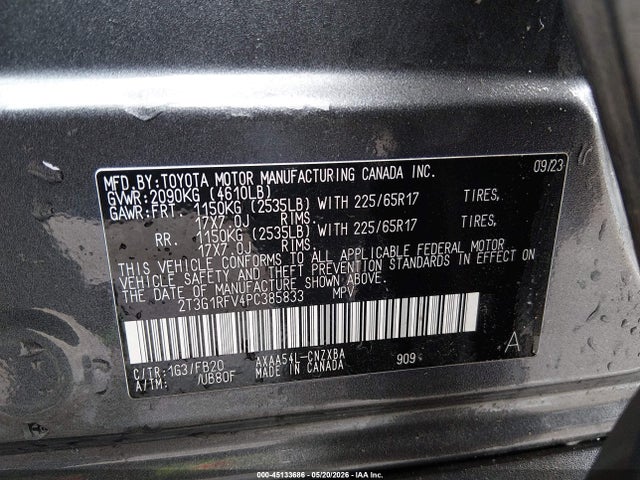 Aukcja sprzedaży 2023 Toyota Rav4 Le, vin: 2T3G1RFV4PC385833, numer aukcji: 45133686