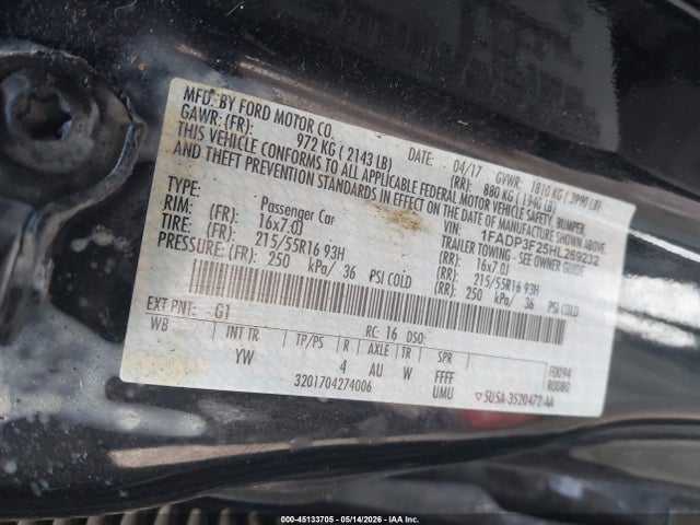 Ford FOCUS SE 2017 1FADP3F25HL269232 Image 9