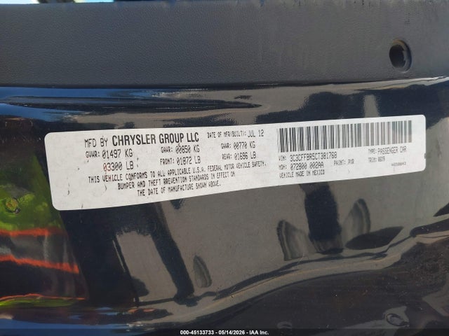 2012 Fiat 500 Sport მანქანა იყიდება აუქციონზე, vin: 3C3CFFBR5CT381768, აუქციონის ნომერი: 45133733