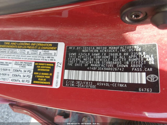 Aukcja sprzedaży 2010 Toyota Camry Le, vin: 4T4BF3EK9AR026742, numer aukcji: 45133770